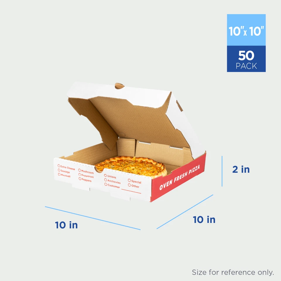Karat Corrugated Pizza Box, 10''x10''x2'', Generic Print - 50 pcs - Image 3 of 4