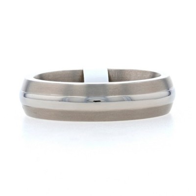 NEW Men's Titanium Wedding Band - Mon Cheri Ring 7.5 Comfort Fit Matte Stripe