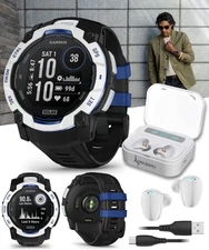 Garmin Instinct 3 Supernova Outdoor GPS Smartwatch 50mm White/Black w/ EarBuds