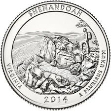 2014 S Shenandoah National Parks. ATB Series Uncirculated From US Mint roll.