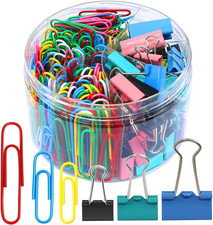 Paper Clips Binder Clips, 340PCS Assorted Size Paper Clips and Binder Clips, Col