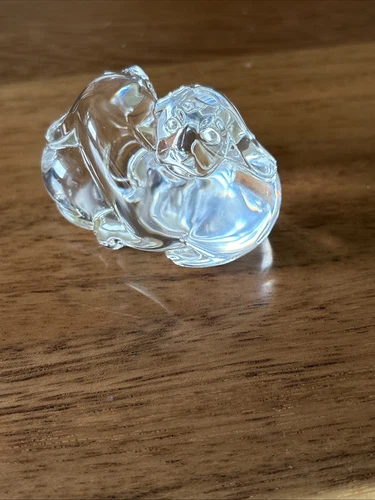 Steuben Signed Crystal Snuggling Puppies Puppy Love Paperweight Excellent