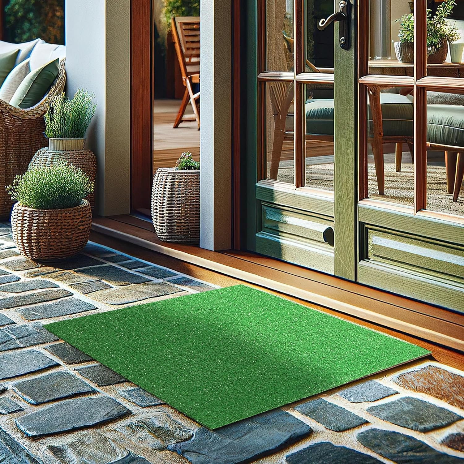 Artificial Grass Turf 22" X 30" Indoor Outdoor Faux Grass Rug with Drainage Hole