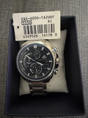 Casio Edifice Solar Quartz Chronograph Tachymeter Black Dial Watch w/ Box