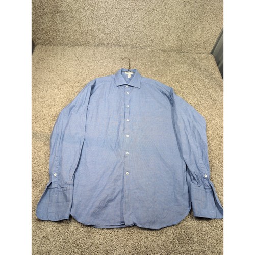 Giorgio Armani, Giorgio Armani Le Collezione Mens Blue Pinstripe Dress Shirt Sz L Made in Italy