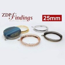 4pcs Quality Cast 25mm Round Base Bezel Tray Crown Setting for P - ZDP Findings