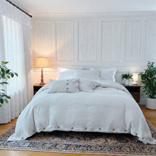 100 Linen Quilt Cover Set Queen Pure Natural French Flax Linen Corner Ties 3Pc