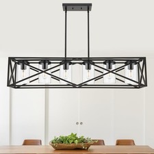 Farmhouse Rectangle Chandeliers For Dining Rooms Kitchen Fixture Lights Pend... Farmhouse Rectangle Chandeliers For Dining Rooms Kitchen Fixture Lights Pend...