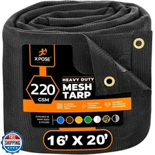 Xpose Safety Heavy Duty Mesh Tarp 16' x 20' – Multipurpose Black 