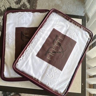 New Frett Opera Pizzo Standard Pillow Sham White Cotton Lace and king Duvet