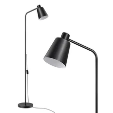 EDISHINE Modern Black Floor Lamp,Minimalist Metal Standing Light for Living Room