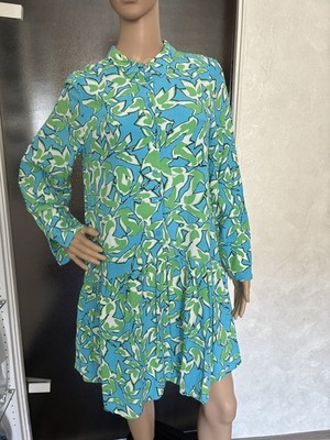 Sommer Kleid langer Arm blau-bunt Gr. 38 von Comma, *wie neu*