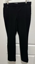 Counterparts Silver Pants Women's 16 Black Straight Leg Pull-On Stretchy  EUC