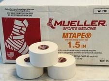 LOT 3 Rolls MUELLER Sports Medicine MTAPE Zinc Oxide Athletic Trainer Tape WHITE