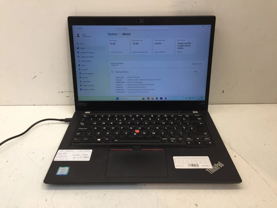Lenovo ThinkPad X390 · i5-8265U · 8GB · 128GB, photo 1 of 5