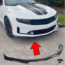 FITS 19-24 CHEVY CAMARO LS LT RS GLOSS BLACK 1LE STYLE FRONT BUMPER LIP SPLITTER