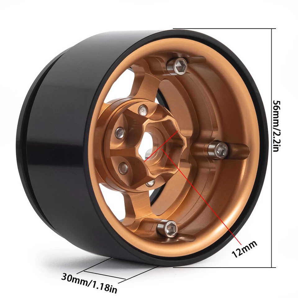 1.9" CNC Metal Beadlock Wheel Hub for 1/10 RC Crawler Car Axial SCX10 TRX4 Capra - Image 2 of 4
