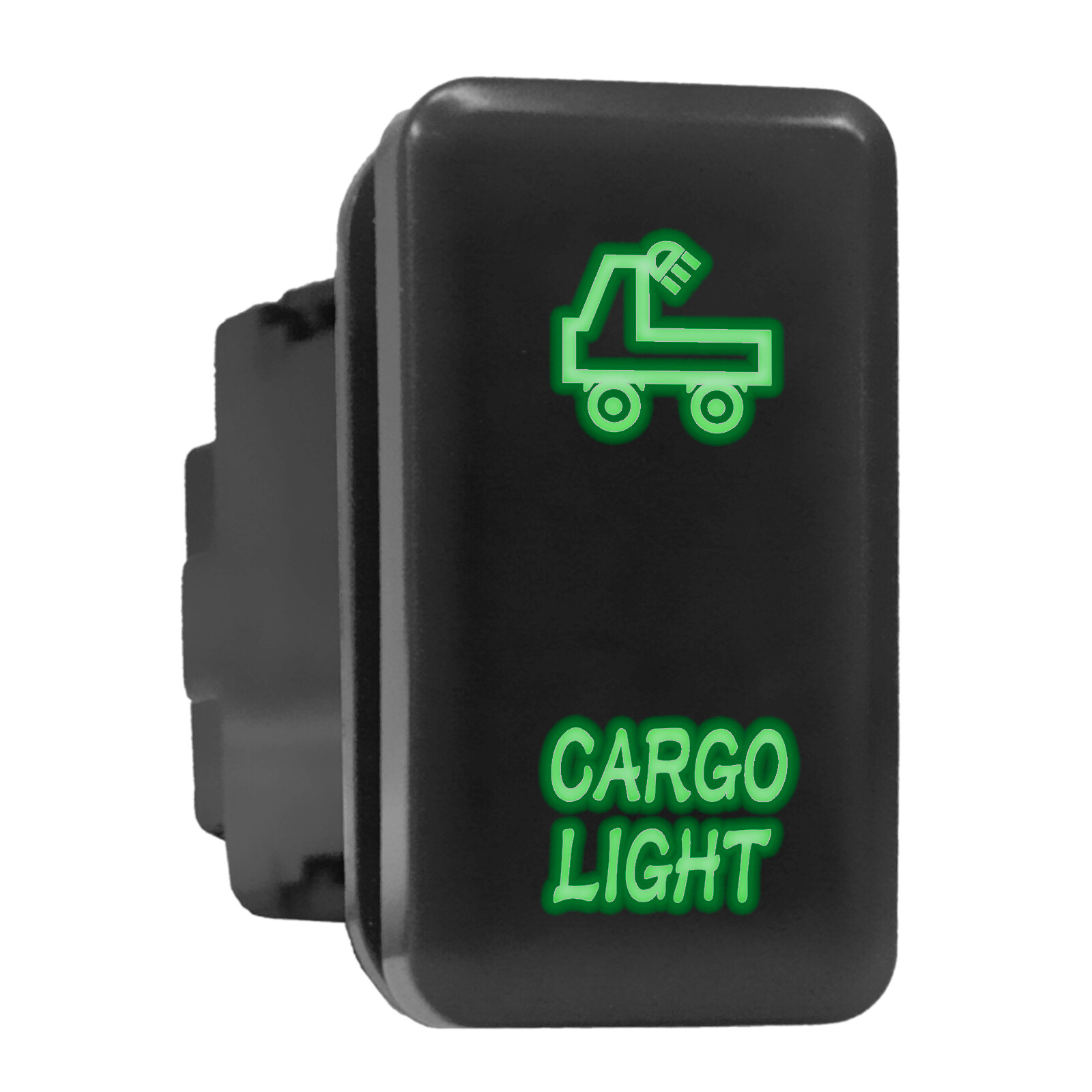 Green Backlit Toyota Cargo Light Push Switch 1.54x0.83 Inch