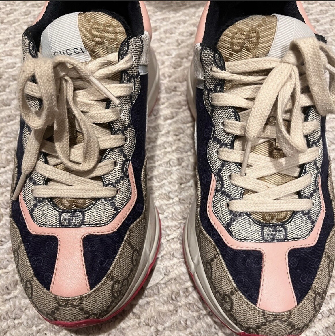 GG RHYTON TRAINER LIGHT BROWN AND PINK CALFSKIN