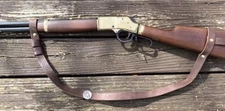 1 1/4” Wide NO DRILL Rifle Sling For Henry Rifles. Brown Brass Hardware