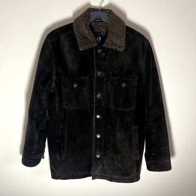 GAP Herren Kalbs Wildleder Kragen Knopf Jacke mit Taschen Größe M/M Vintage 2002
