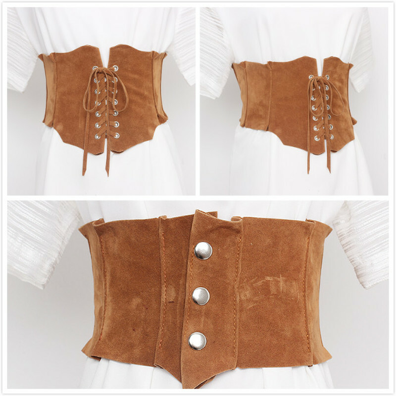 Femme Lacet Daim Large Ceinture Vintage Corset Taille Bande Robe Sculptant