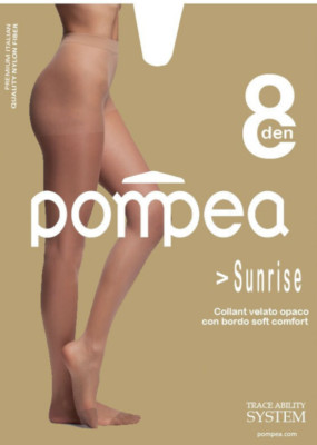 Damen Strumpfhose verschleiert Stretch Sommer 8DEN Komfortrand POMPEA Sunrise