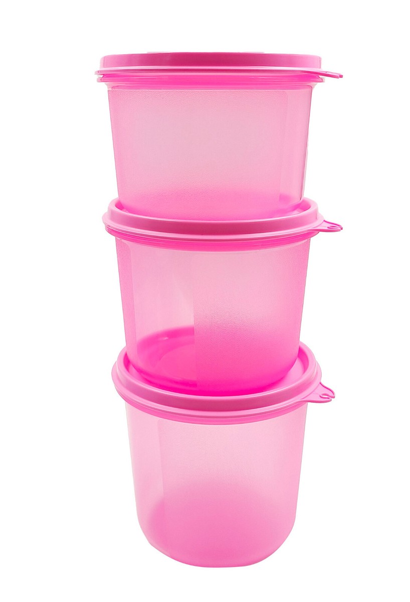 Tupperware Pink Plastic Snack N All Round Container 450ml