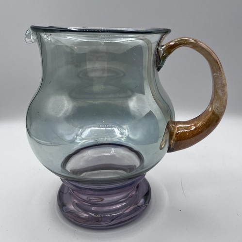 multi Tone Color Glass Pitcher Colorati Tones of Blue Purple & Amber Italy - Picture 3 of 8
