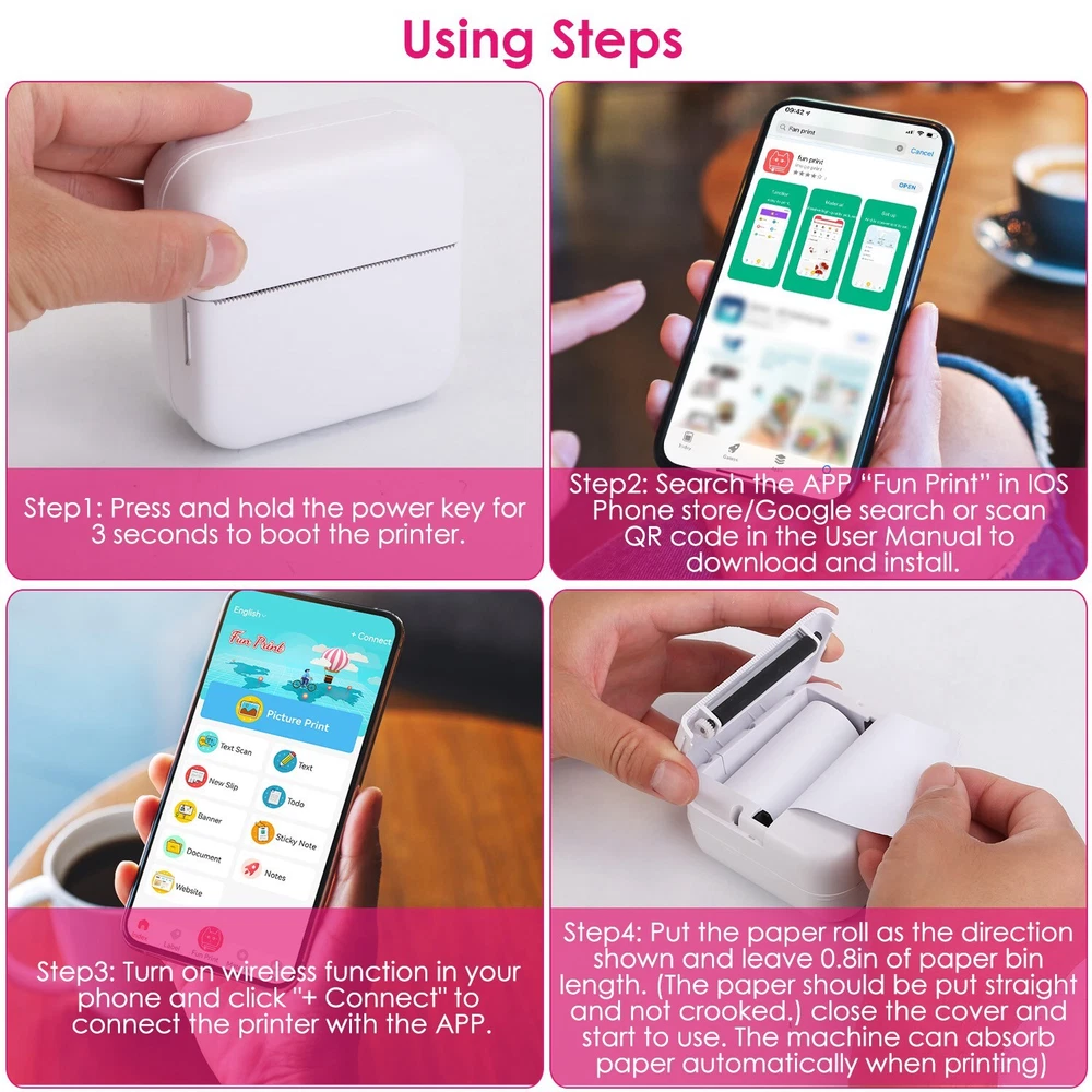 Compact Wireless Thermal Printer for Photos & Mini Paper Prints Compact Wireless Thermal Printer for Photos & Mini Paper Prints