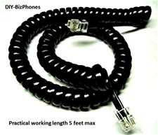Black 9Ft Generic Handset Cord for Landline Telephone Universal Fit Curly 4p4c