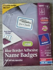 Avery 5895 Flexible Adhesive Name Badge Labels White with Blue Border 400ct