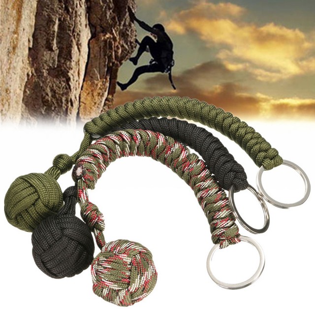 Stainless Steel Ball Pendant Parachute Cord Keychain Key Ring Outdoor 1pc XPV eBay