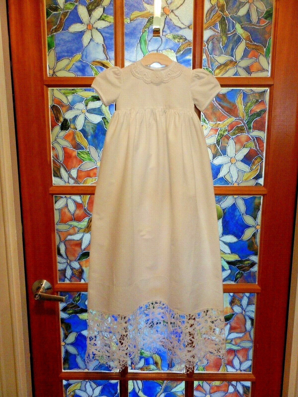 WALL DECOR/SCENT HOLDER Dress from VTG WHITE BIG CrochetTRIM