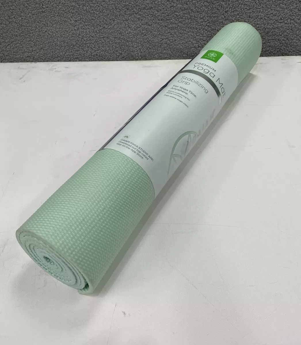 Gaiam Premium Yoga Mat 5 mm Green Stabilizing Grip 68X24 SHIPS