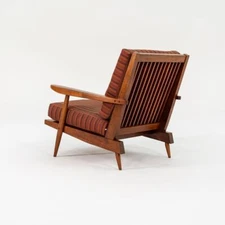 1950s George Nakashima Studio Slatted Lounge Chair with Arms in Black Walnut