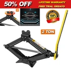 2 Ton Tonne Scissor Jack Set Lift Wind Up For Car Van Garage Home Emergency Tool