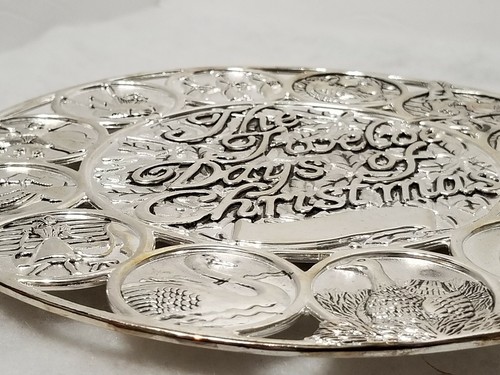 VINTAGE 12 DAYS OF CHRISTMAS UNTERSETZER INTERNATIONAL SILVER CO WEIHNACHTEN 8" MIT BOX - Bild 2 von 11