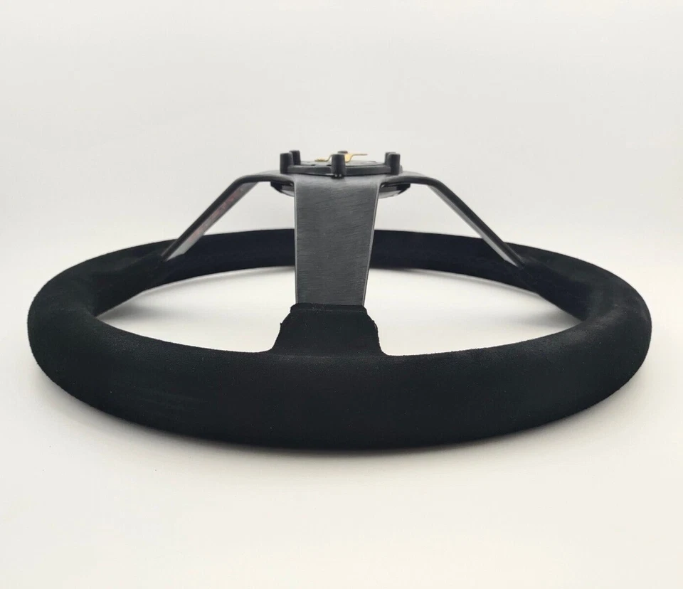 350mm Suede Leather Deep Dish Steering Wheel Fit for MOMO hub SPC Drifting Red S - Image 4 of 4