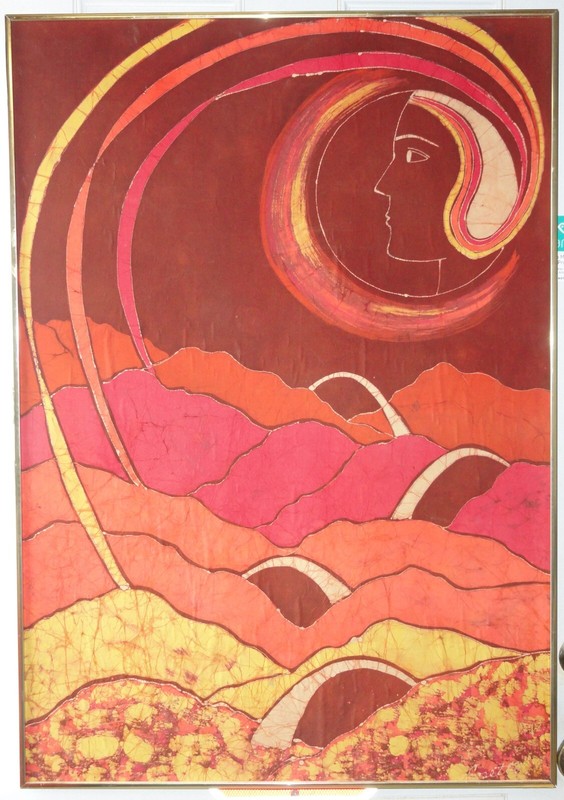 COSETTE RUSSELL (1937-2017) Abstract "Hand Marbled" Batik Silk Art - STUNNING