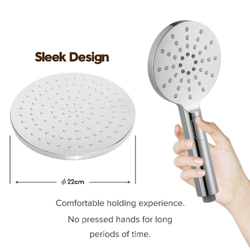 Decaura 8/9" Shower Head Set Gooseneck Arm with 3-Mode Handheld Square/Round - Picture 28 of 45