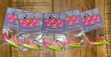 5 pack Pompano Jigs ELECTRIC CHICKEN  w/Pink Teaser 3/8oz 1/2oz 3/4oz 