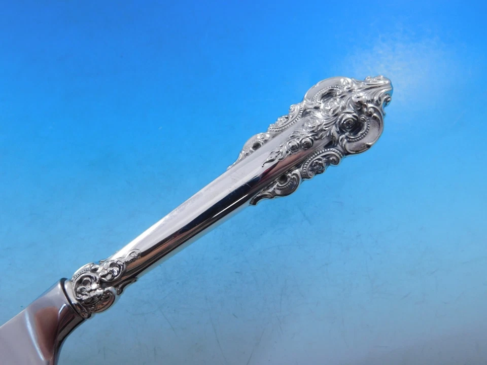 Cuchillo Grande Baroque de Wallace de plata esterlina para pastel de boda HHWS 12 1/2" personalizado Foto 2 de 4