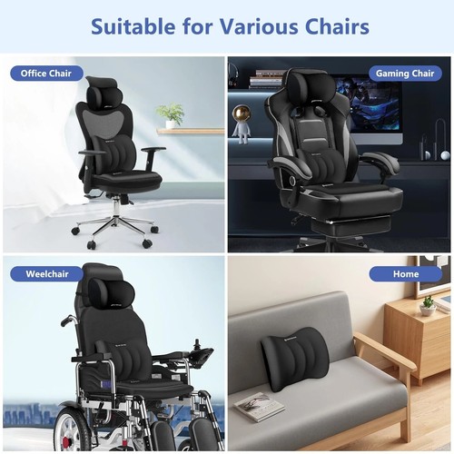 Cojín de asiento de coche Geeyontek con almohada para el cuello y soporte lumbar espalda ciática rosa/BK - Imagen 6 de 8