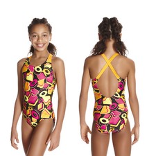 Speedo Badeanzug Schwimmanzug Mädchen Kinder Xback X-Over Endurance10 B783