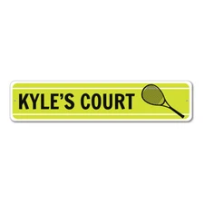 Tennis Sign, Personalized Kid's Room Sign, Custom Tennis Court Metal Wall Decor
