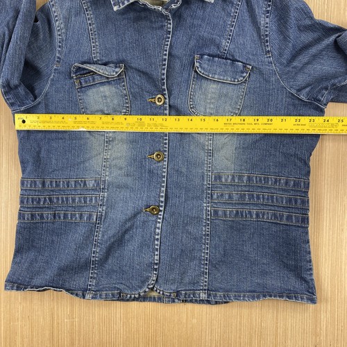 coldwater creek jacket womens XXL blue denim jean retro classic trucker pocket - Picture 5 of 9