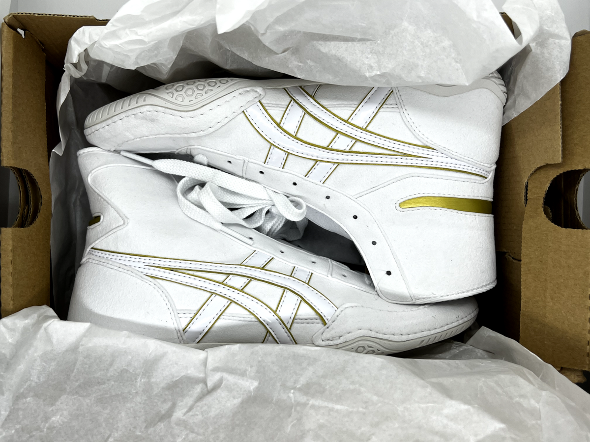 asics Boxing Wrestling Shoes White White Line Gold US5.5 EX