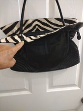 Roberta Gandolfi Genuine Leather Purse Handbag Shoulder Bag Faux Zebra Italy