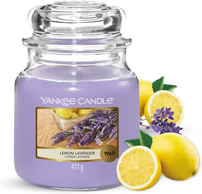 Yankee Candle Duftkerze Lemon Lavender mittelgroß Glas 75h Brenndauer 411g